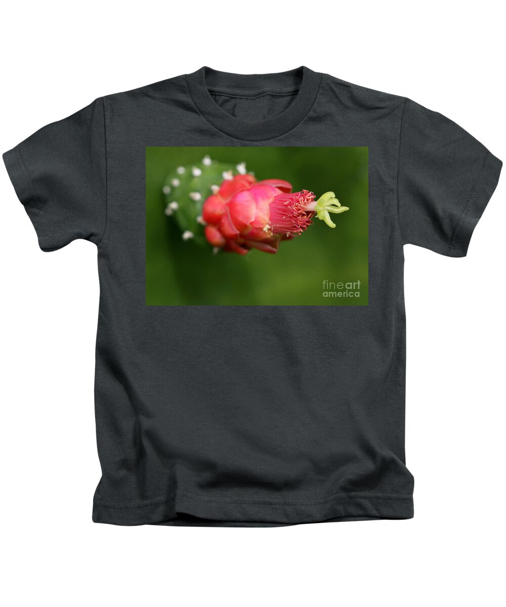 Macro Kids T-Shirt featuring the photograph Alien Cactus Flower by Sabrina L Ryan