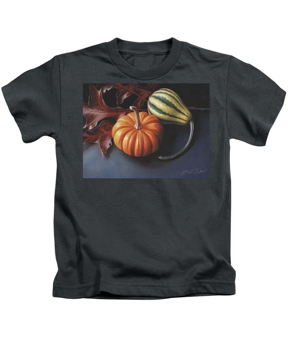 Gourds Kids T-Shirt featuring the painting Autumn no. 1 by Steven Tetlow