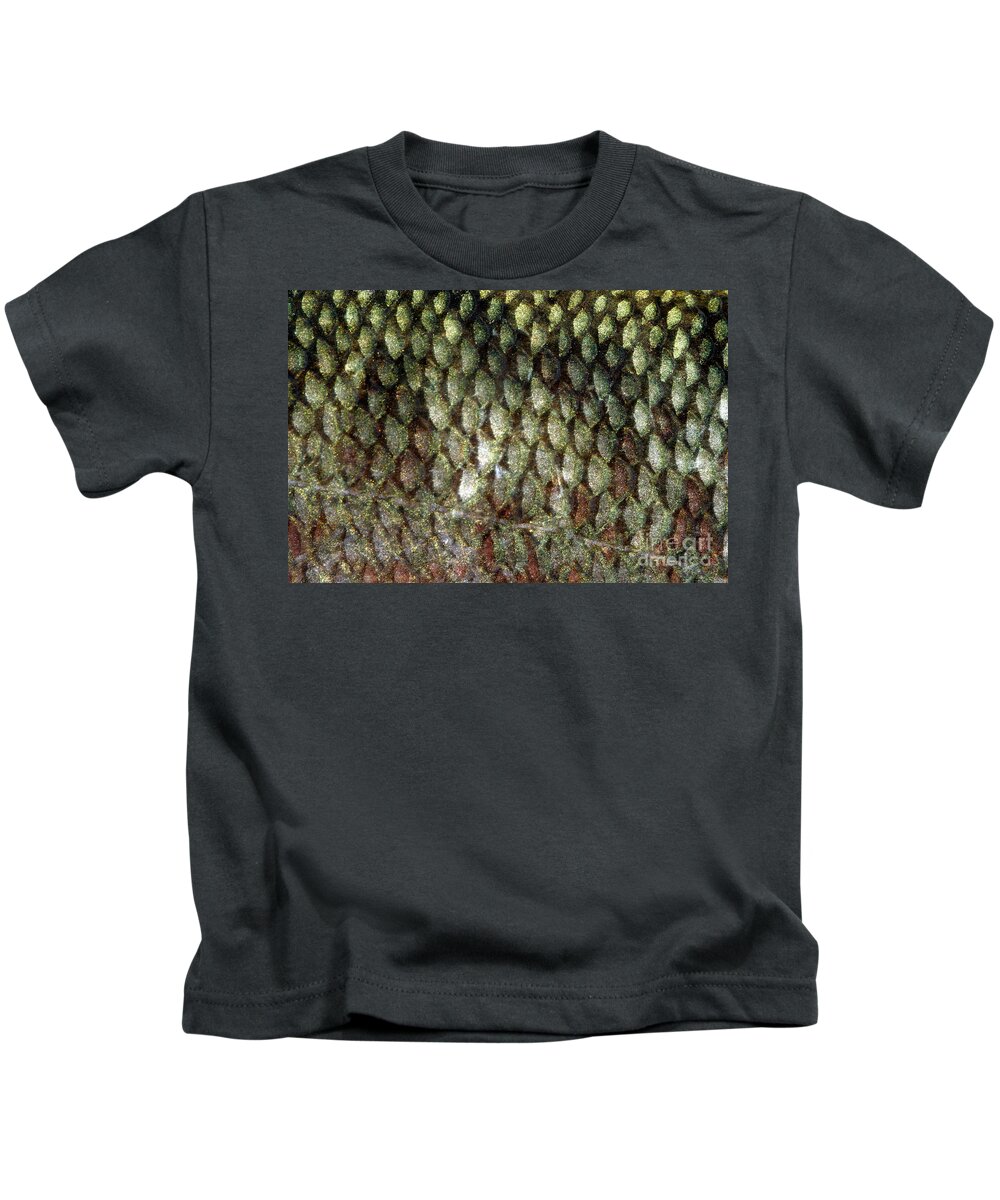 Bass Fish Scales Kids T-Shirt by Ted Kinsman - Science Source