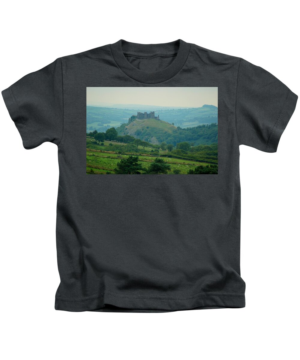  Kids T-Shirt featuring the photograph Carreg Cennen Castle by Tam Ryan