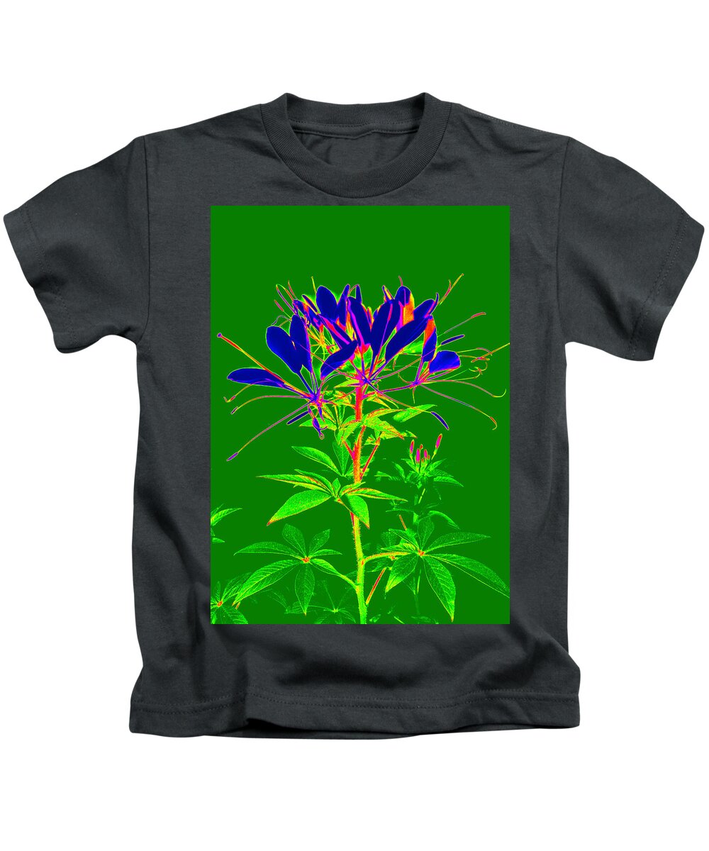 Computer Generated Flower Kids T-Shirt featuring the photograph Cleome gone abstract by Kim Galluzzo