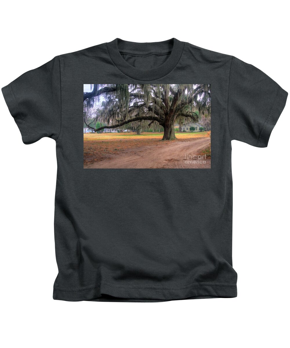 Coosaw Kids T-Shirt featuring the photograph Coosaw Plantation Live Oak by Scott Hansen
