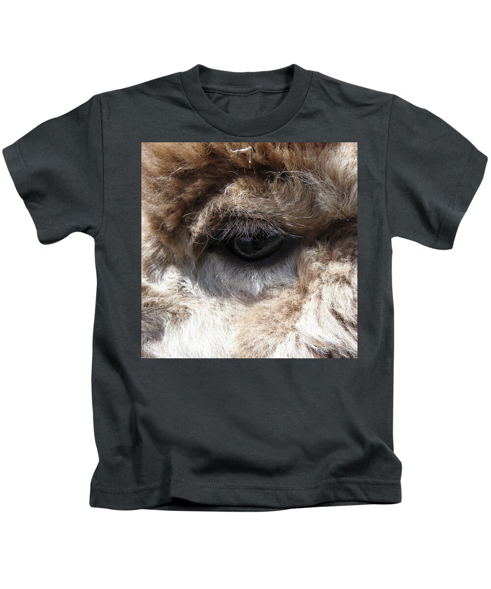 Alpaca Kids T-Shirt featuring the photograph Fluffy Eyes by Kim Galluzzo Wozniak
