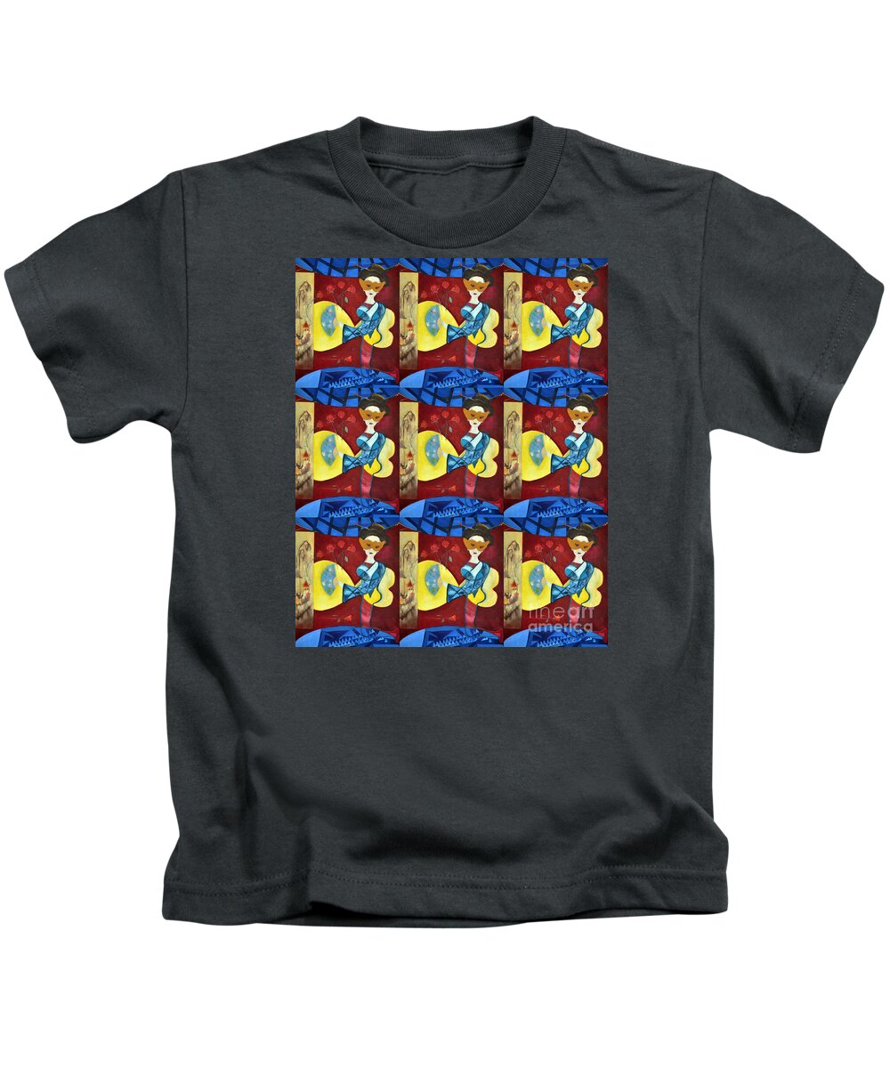 Multiple Image Kids T-Shirt featuring the digital art Fusion Fun by Karen Francis
