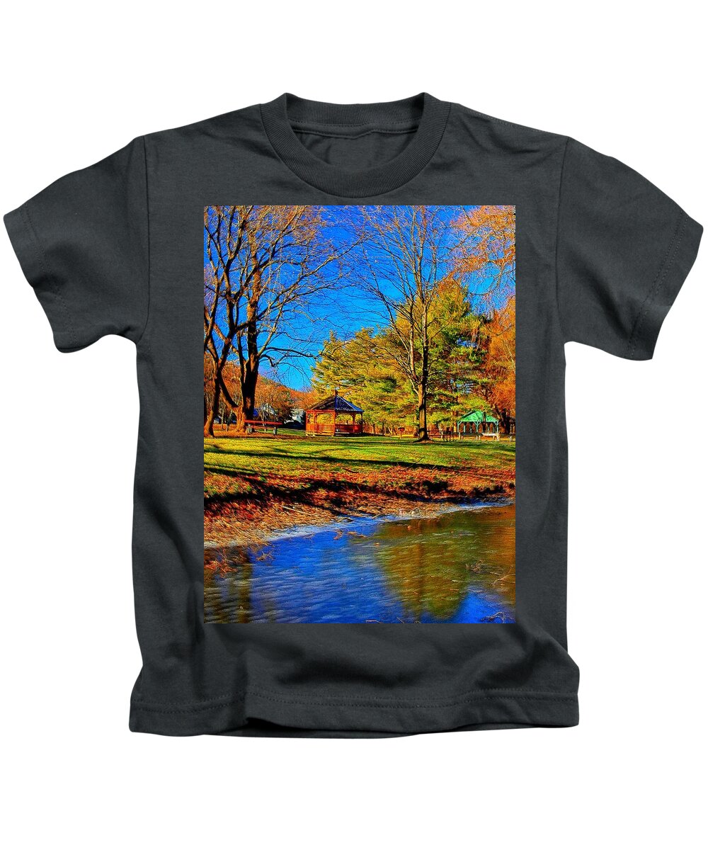 Hdr Kids T-Shirt featuring the photograph Gazebo in Winter by Joshua House