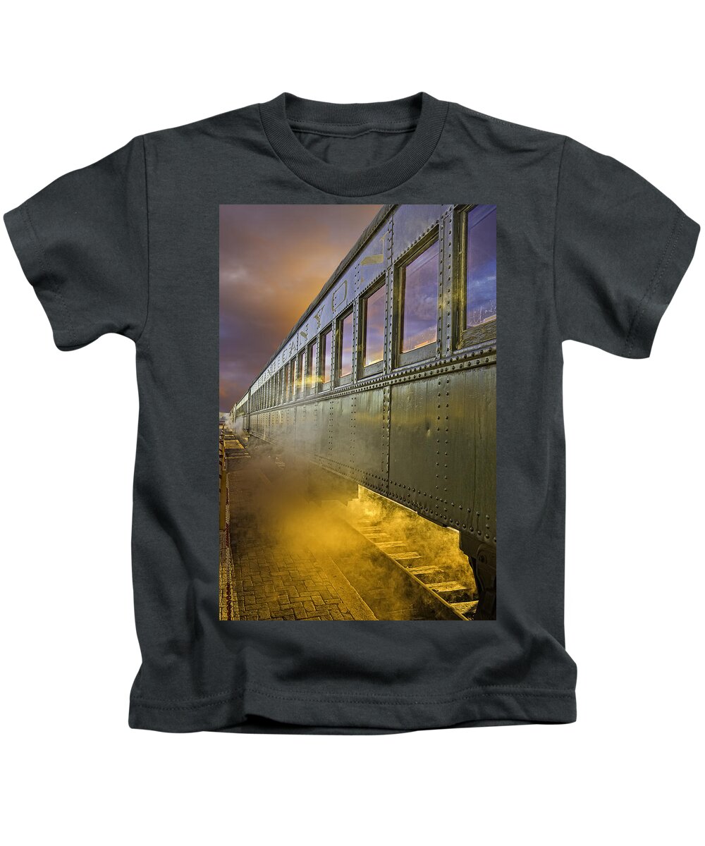 Train Kids T-Shirt featuring the photograph Grand Canyon Railway at Dawn by Fred J Lord