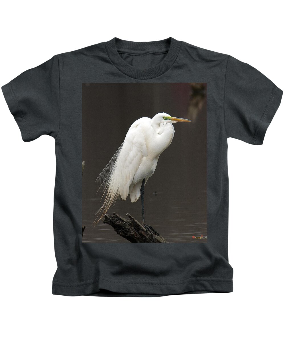 Marsh Kids T-Shirt featuring the photograph Great Egret Resting DMSB0036 by Gerry Gantt