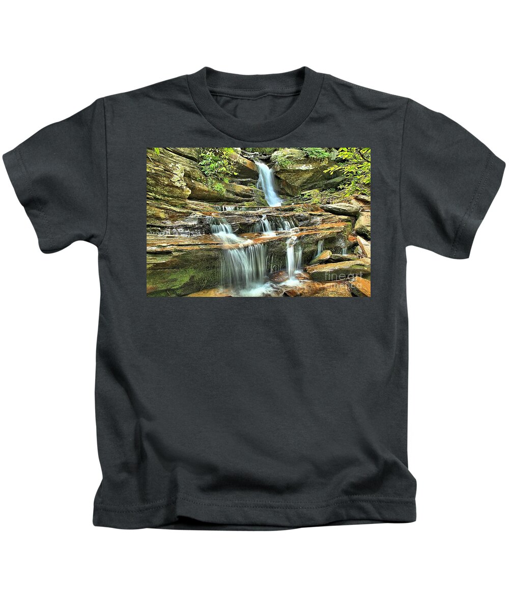 Hanging Rock State Park Kids T-Shirt featuring the photograph Hanging Rock Cascades by Adam Jewell