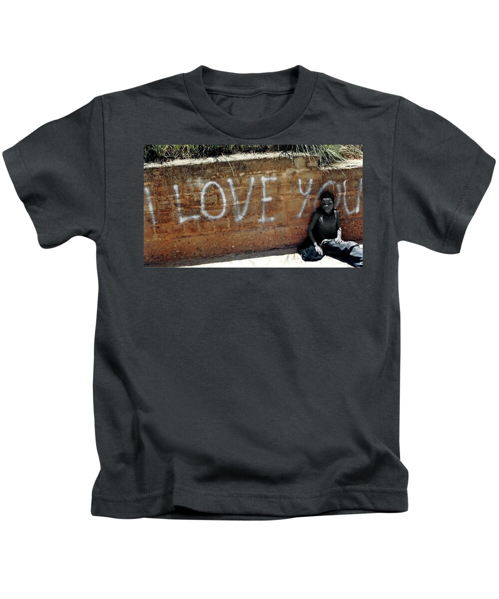 Township Kids T-Shirt featuring the photograph I Love You by Andrew Hewett