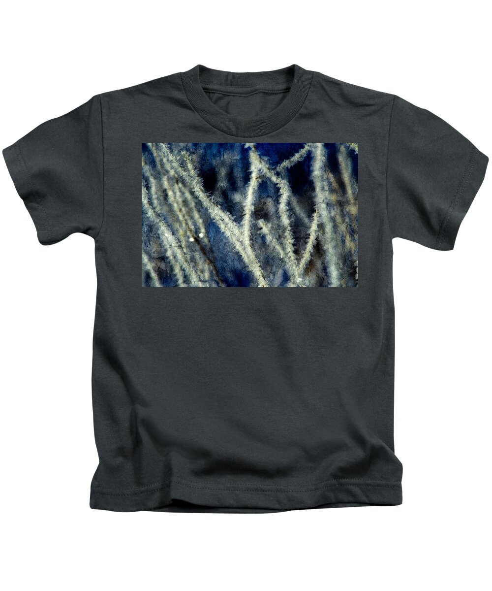 Abstract Kids T-Shirt featuring the photograph Ice Crystals - Abstract by Ellen Heaverlo