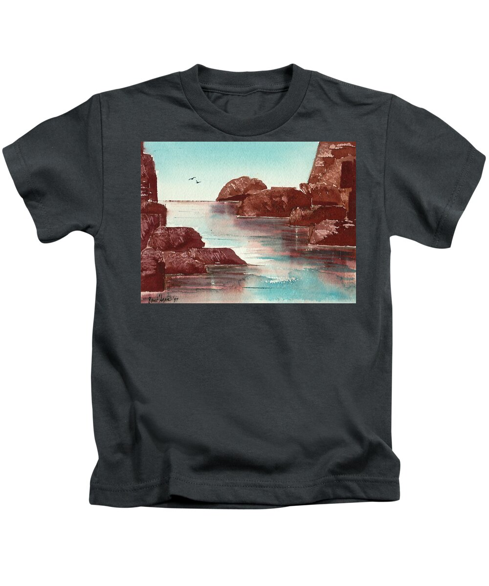 Rocks Kids T-Shirt featuring the painting Inlet by Frank SantAgata