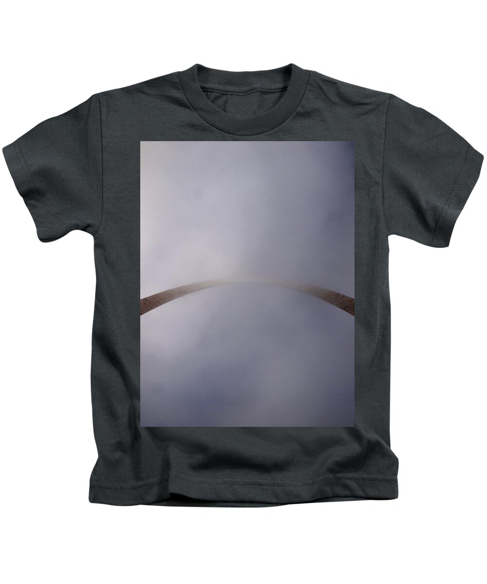 St. Louis Arch Kids T-Shirt featuring the photograph Lost in the Clouds by Joshua House