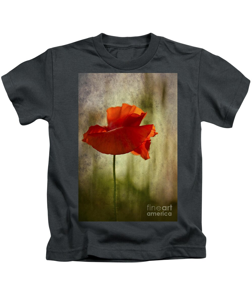 Poppy Kids T-Shirt featuring the photograph Moody Poppy. by Clare Bambers - Bambers Images