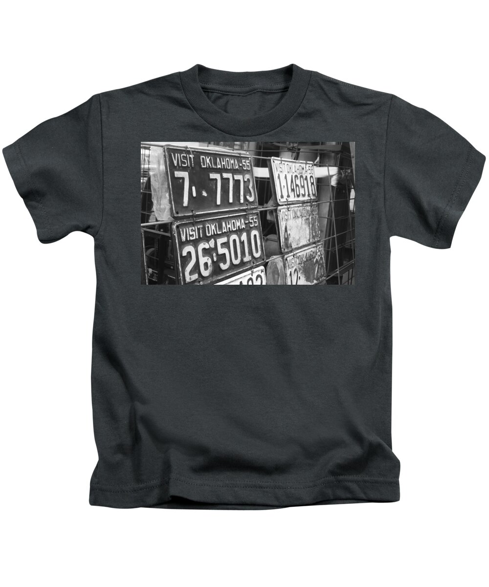 License Plates Kids T-Shirt featuring the photograph Oklahoma 1955 by Toni Hopper