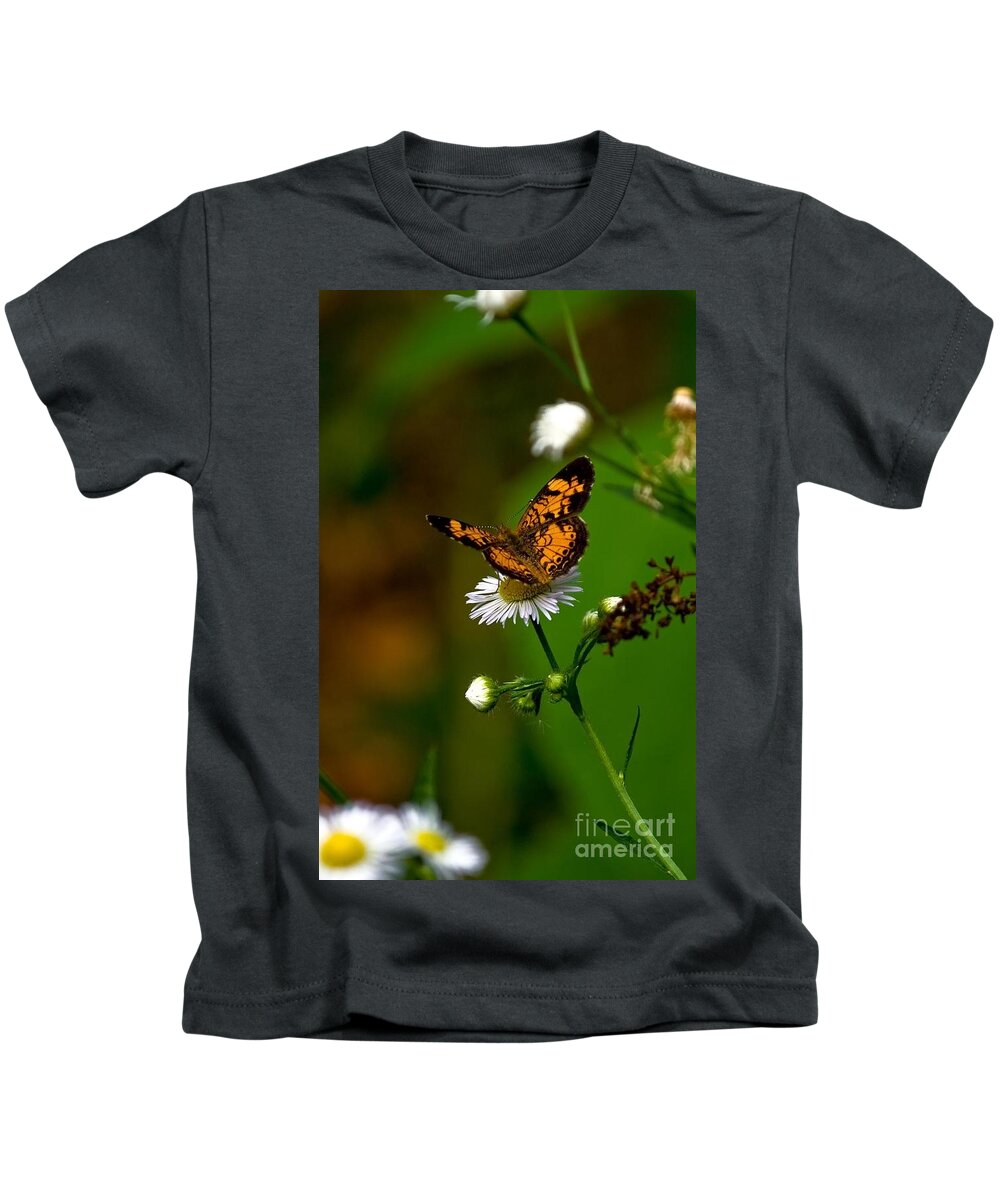 Butterfly Kids T-Shirt featuring the photograph Pearl Crescent by Beth Phifer