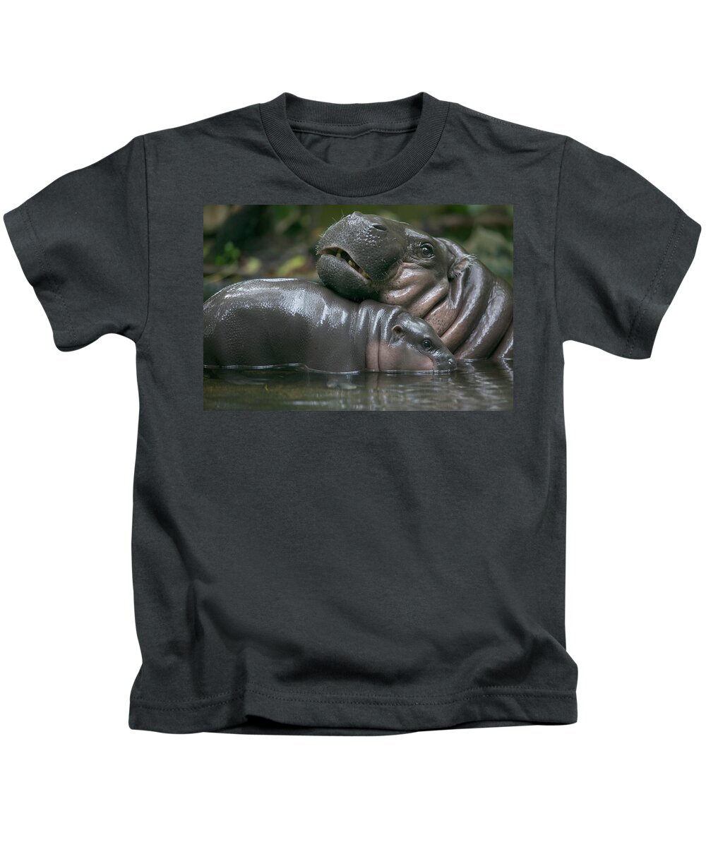 Mp Kids T-Shirt featuring the photograph Pygmy Hippopotamus Hexaprotodon by Cyril Ruoso