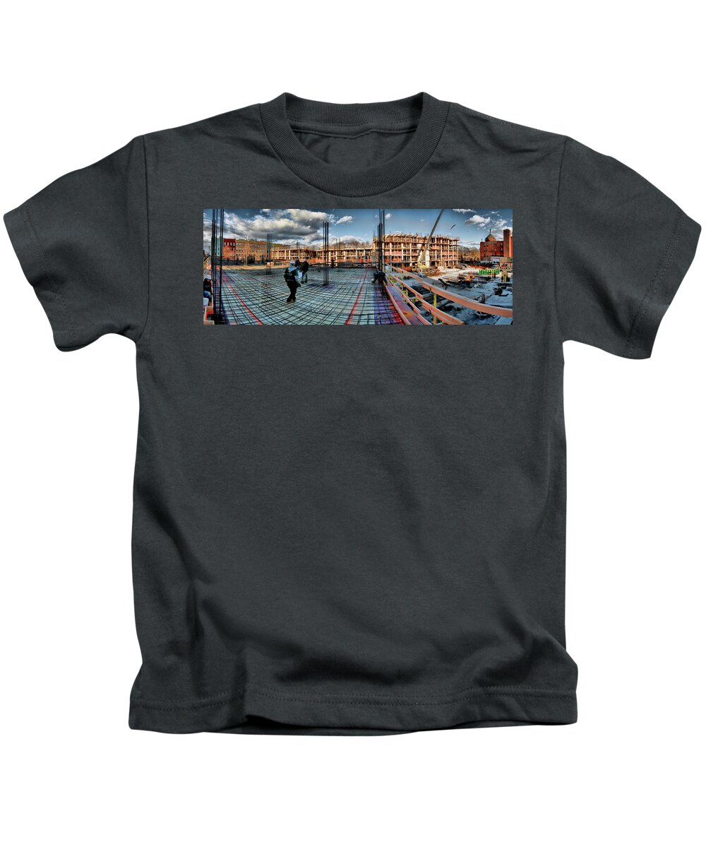 Panoramic Kids T-Shirt featuring the photograph Raising Bedford by S Paul Sahm