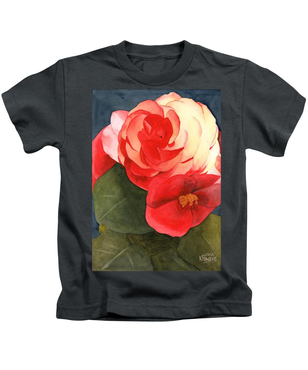 Flower Kids T-Shirt featuring the painting Red Meets Green by Ken Powers