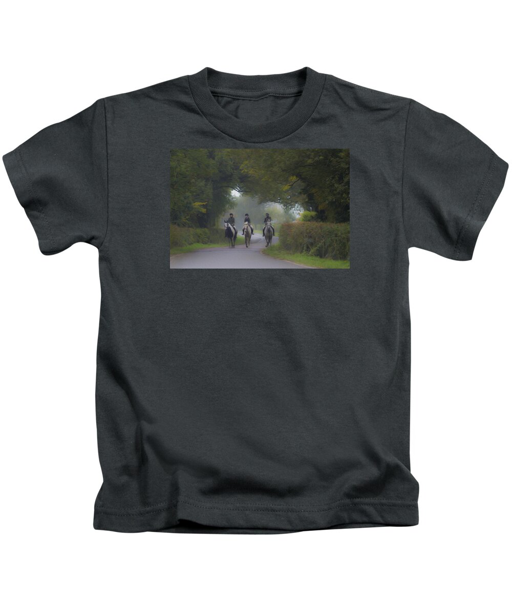 Clare Bambers Kids T-Shirt featuring the photograph Riding in Tandem by Clare Bambers