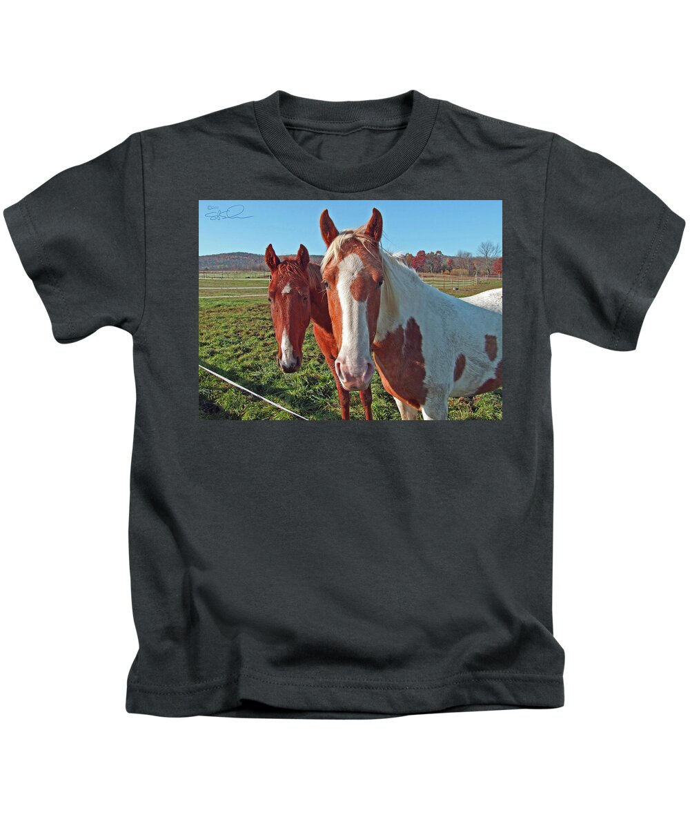 Horses Kids T-Shirt featuring the photograph Ruff 'n Reddy by S Paul Sahm