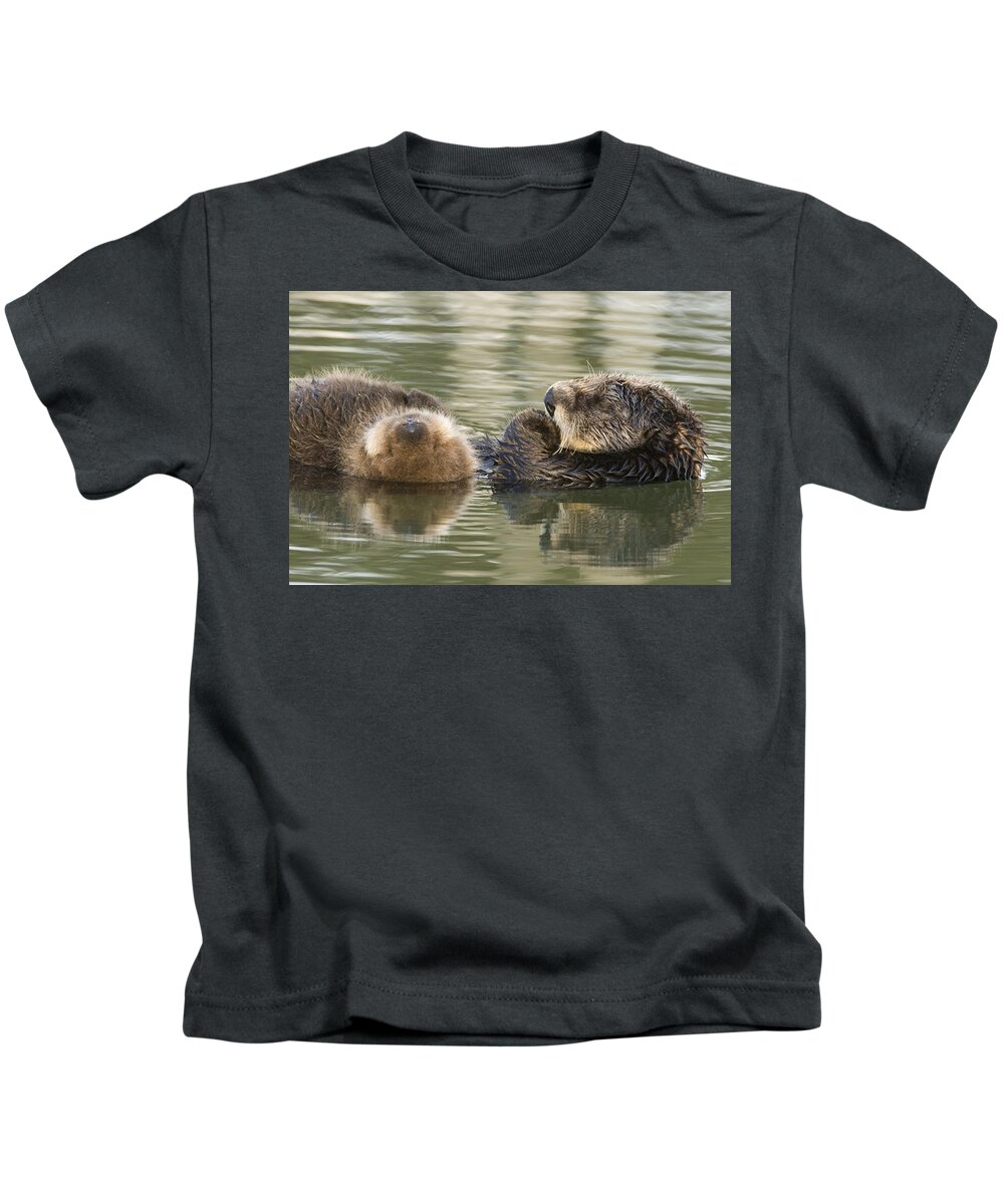 00429654 Kids T-Shirt featuring the photograph Sea Otter Mother And Pup Sleeping by Sebastian Kennerknecht