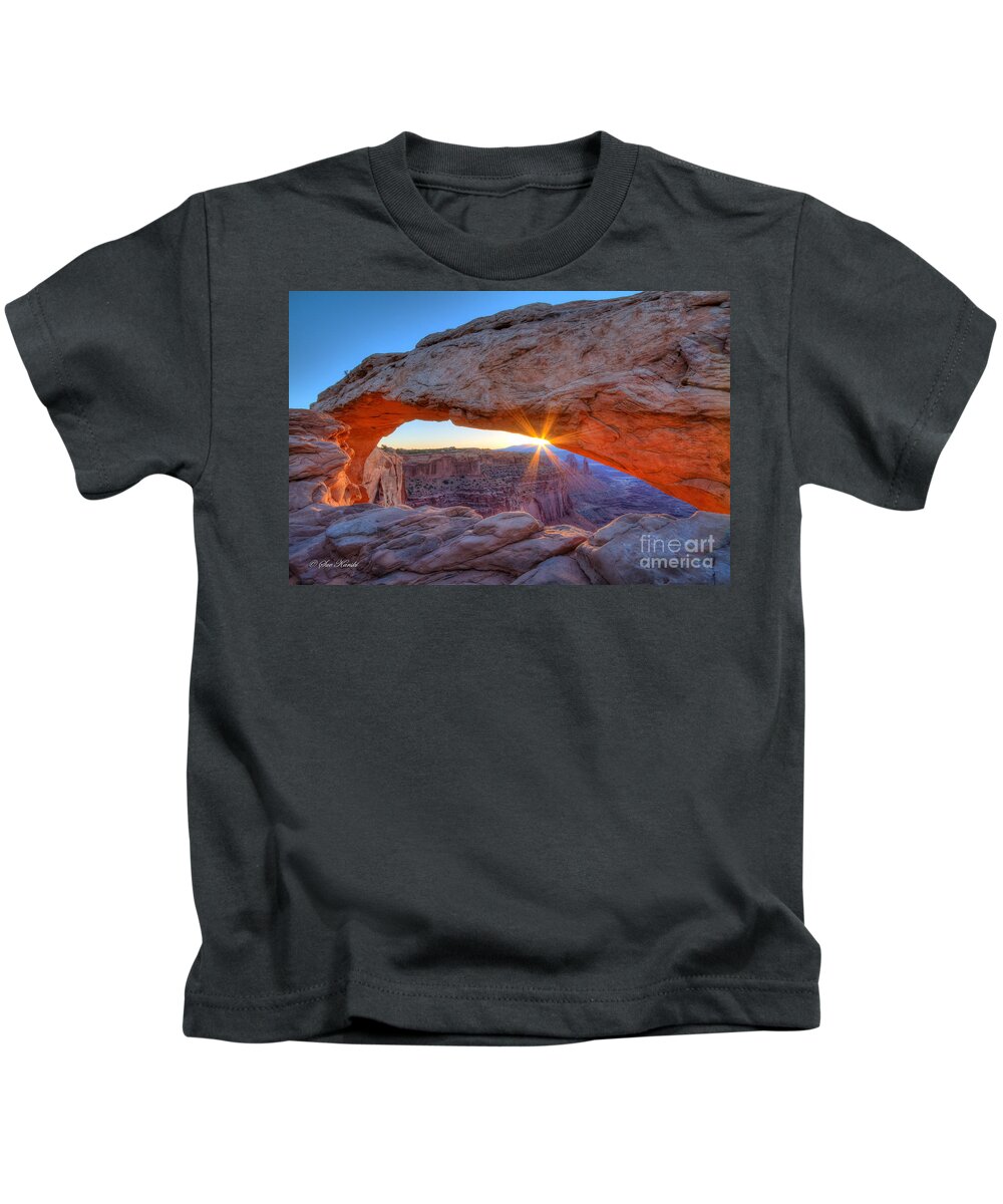 Arches National Park Kids T-Shirt featuring the photograph Sunrise at Mesa Arch by Sue Karski