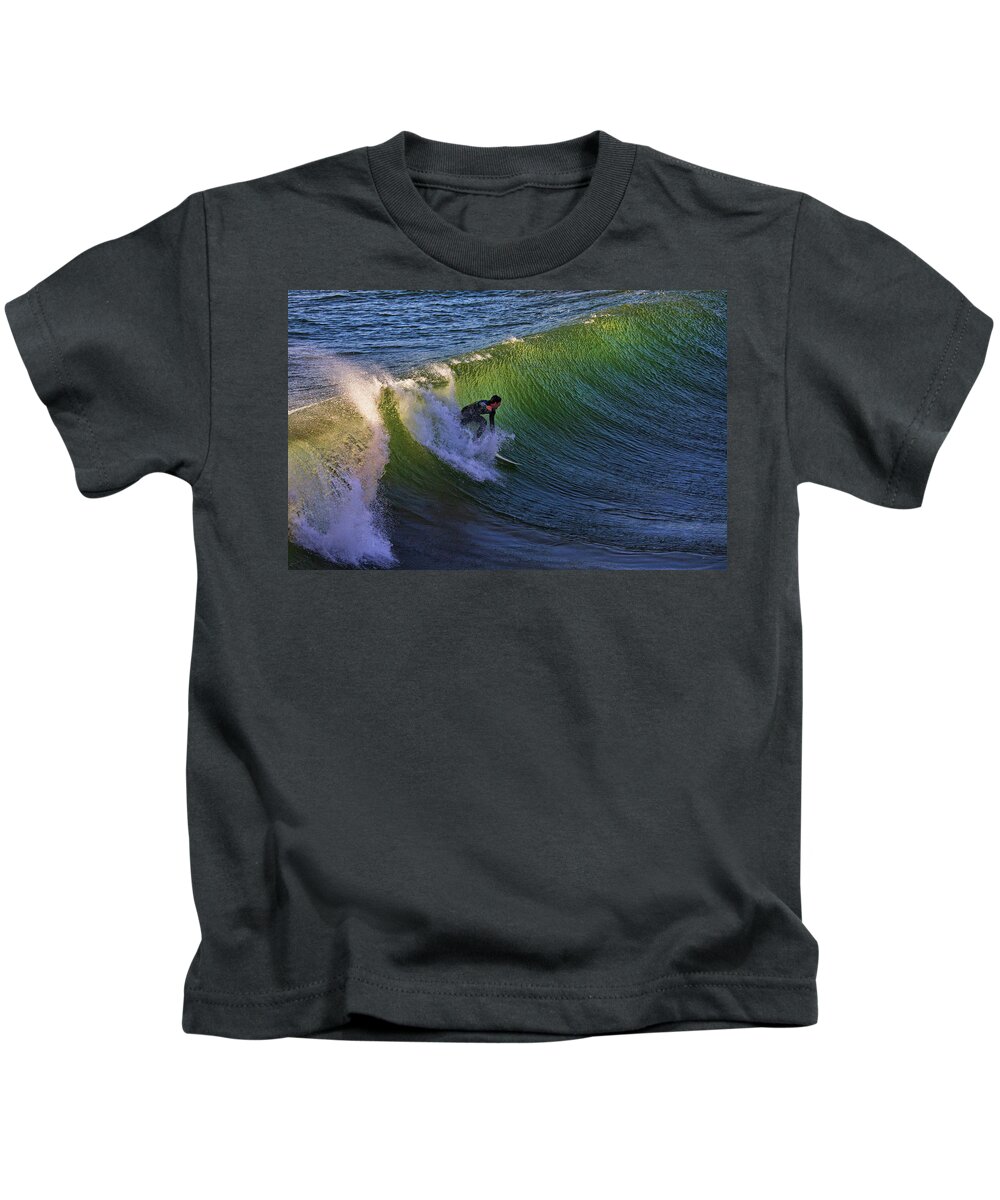 Sunset Kids T-Shirt featuring the photograph Surfs Up by Beth Sargent