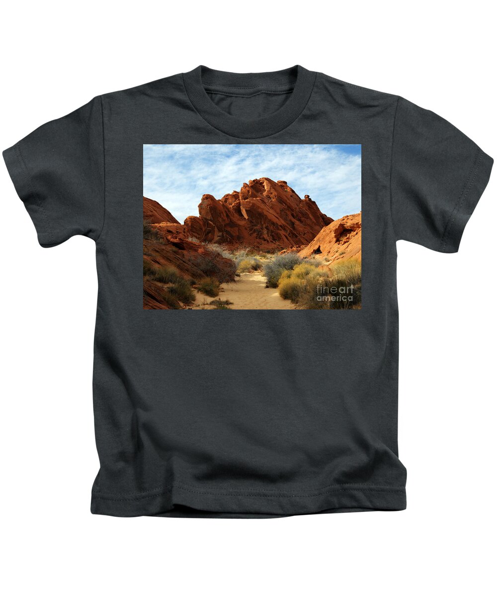 Fire Canyon Kids T-Shirt featuring the photograph The Trail Through the Valley by Vivian Christopher