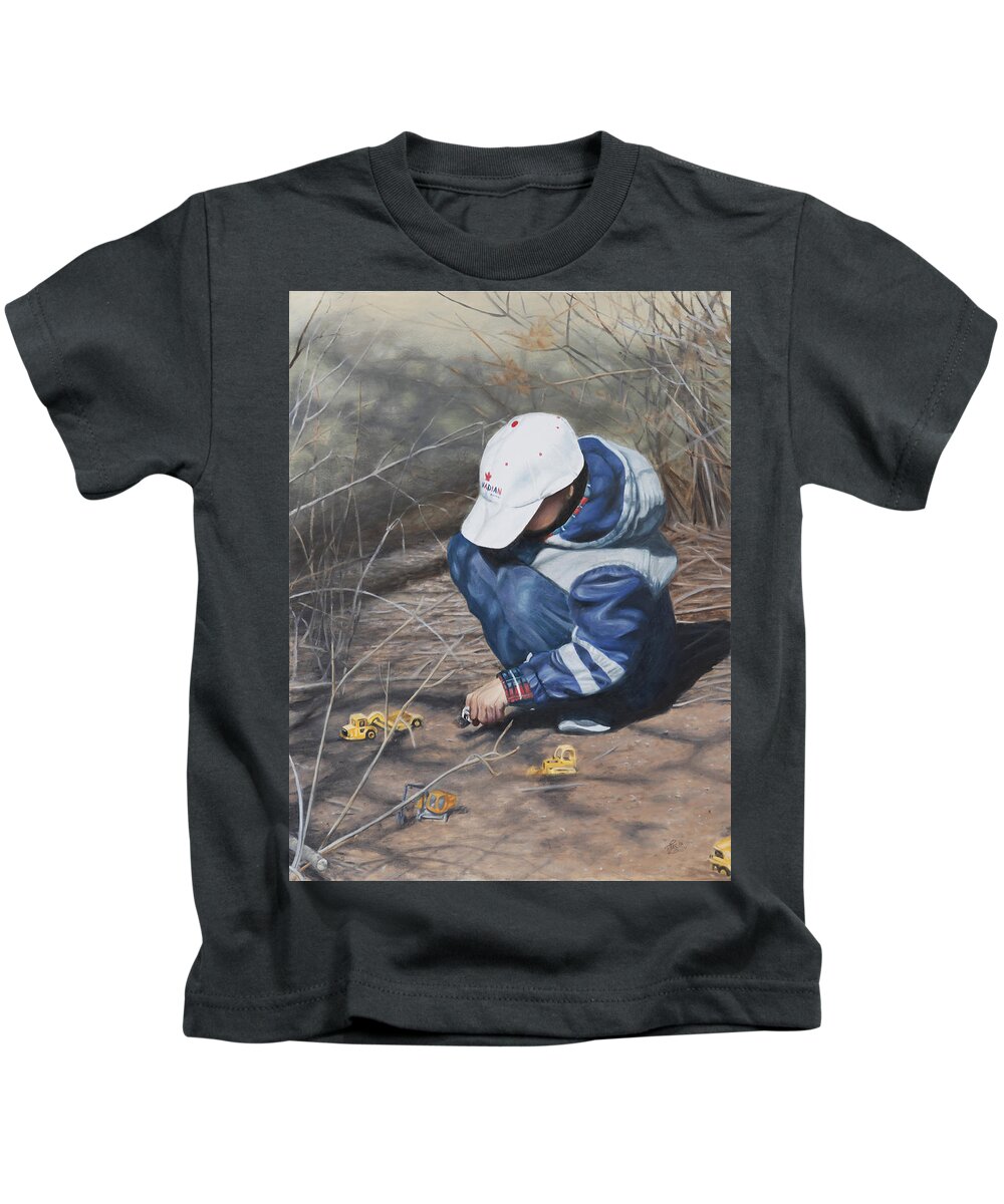 Boy Kids T-Shirt featuring the painting Training Day by Tammy Taylor