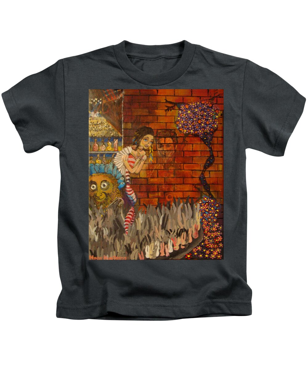 Surreal Kids T-Shirt featuring the painting Twisted and Empty by Mindy Huntress