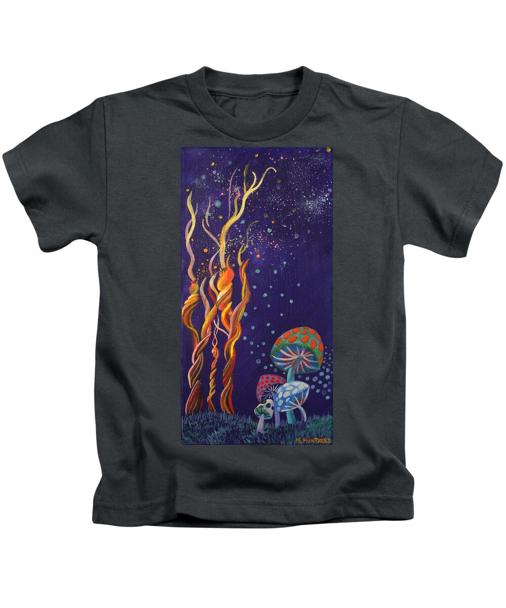 Fantasy Kids T-Shirt featuring the painting Twisting in the Night by Mindy Huntress