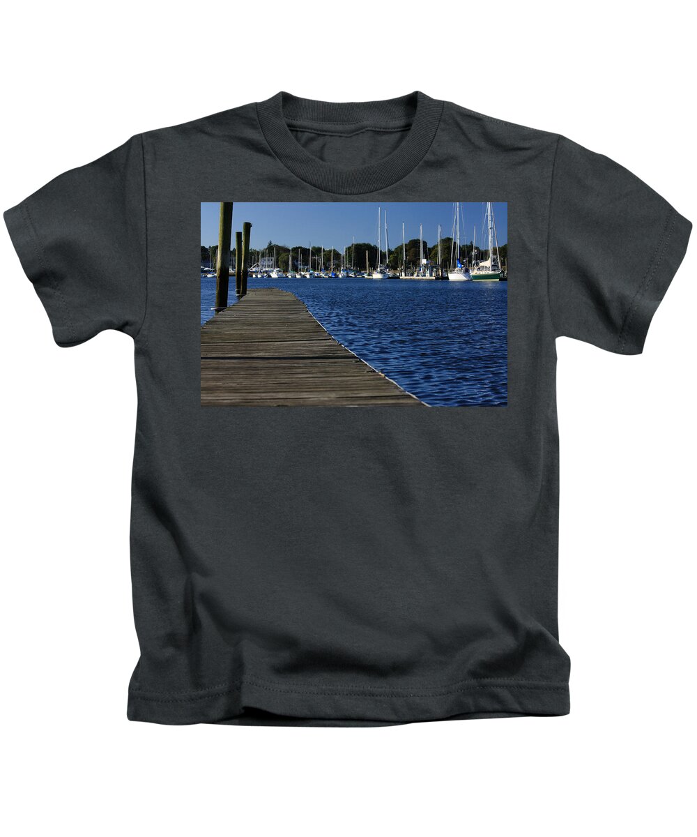 Coastal Kids T-Shirt featuring the photograph Walk The Dock by Karol Livote