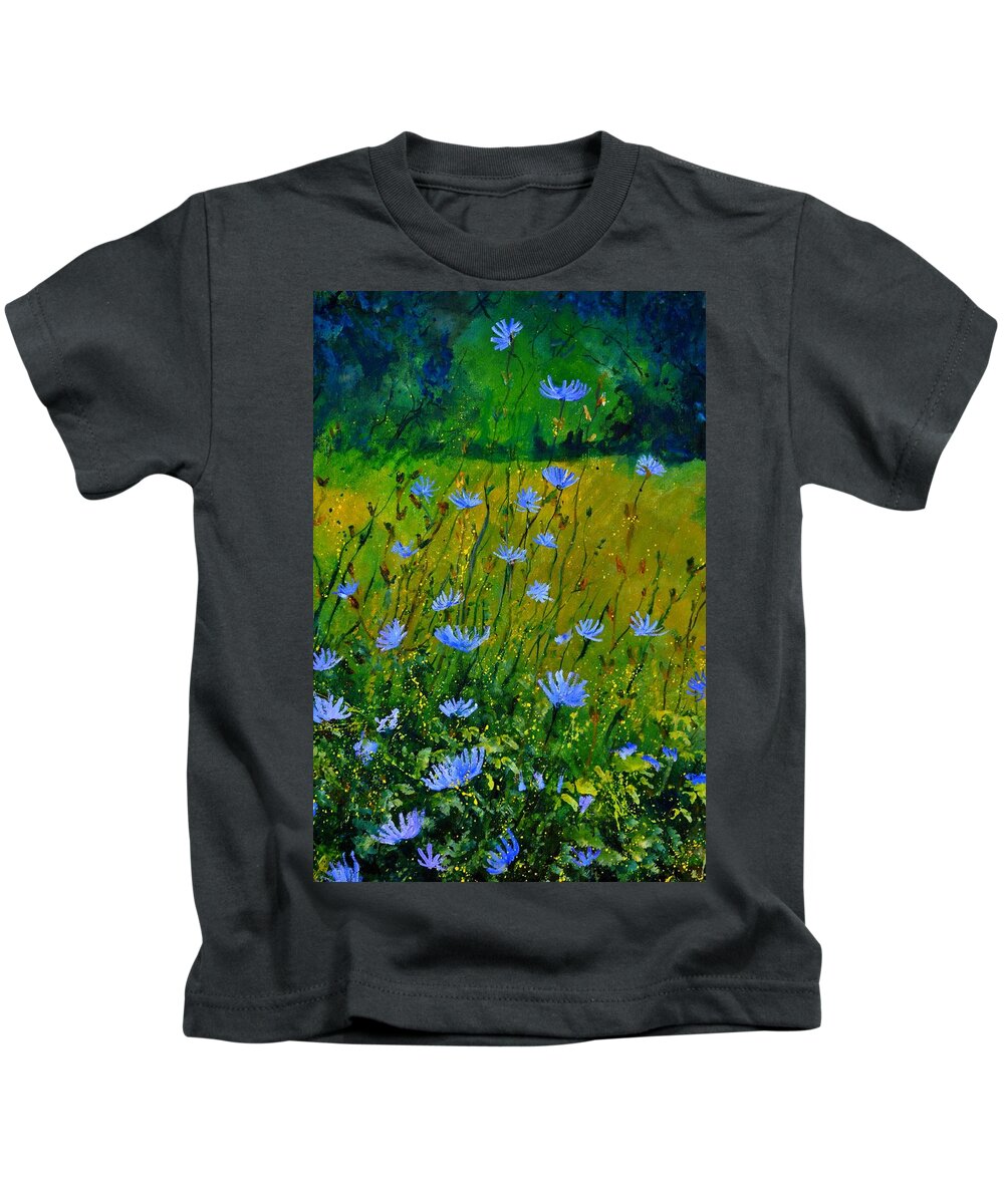 Floral Kids T-Shirt featuring the painting Wild Flowers 911 by Pol Ledent