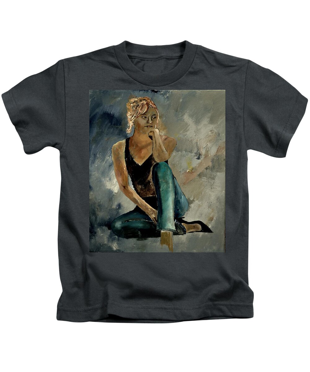 Figurative Kids T-Shirt featuring the painting Young Girl 672190 by Pol Ledent