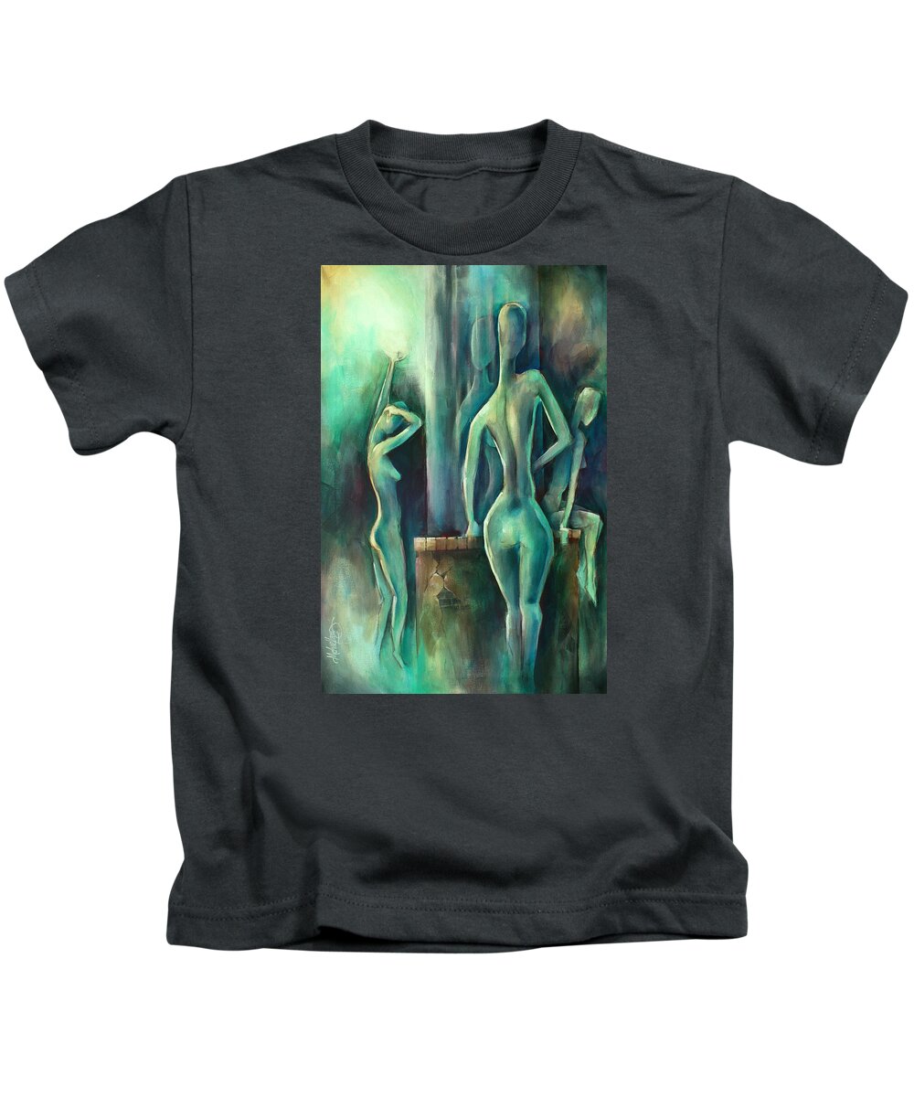 Blue Kids T-Shirt featuring the painting ' Moonlight ' by Michael Lang