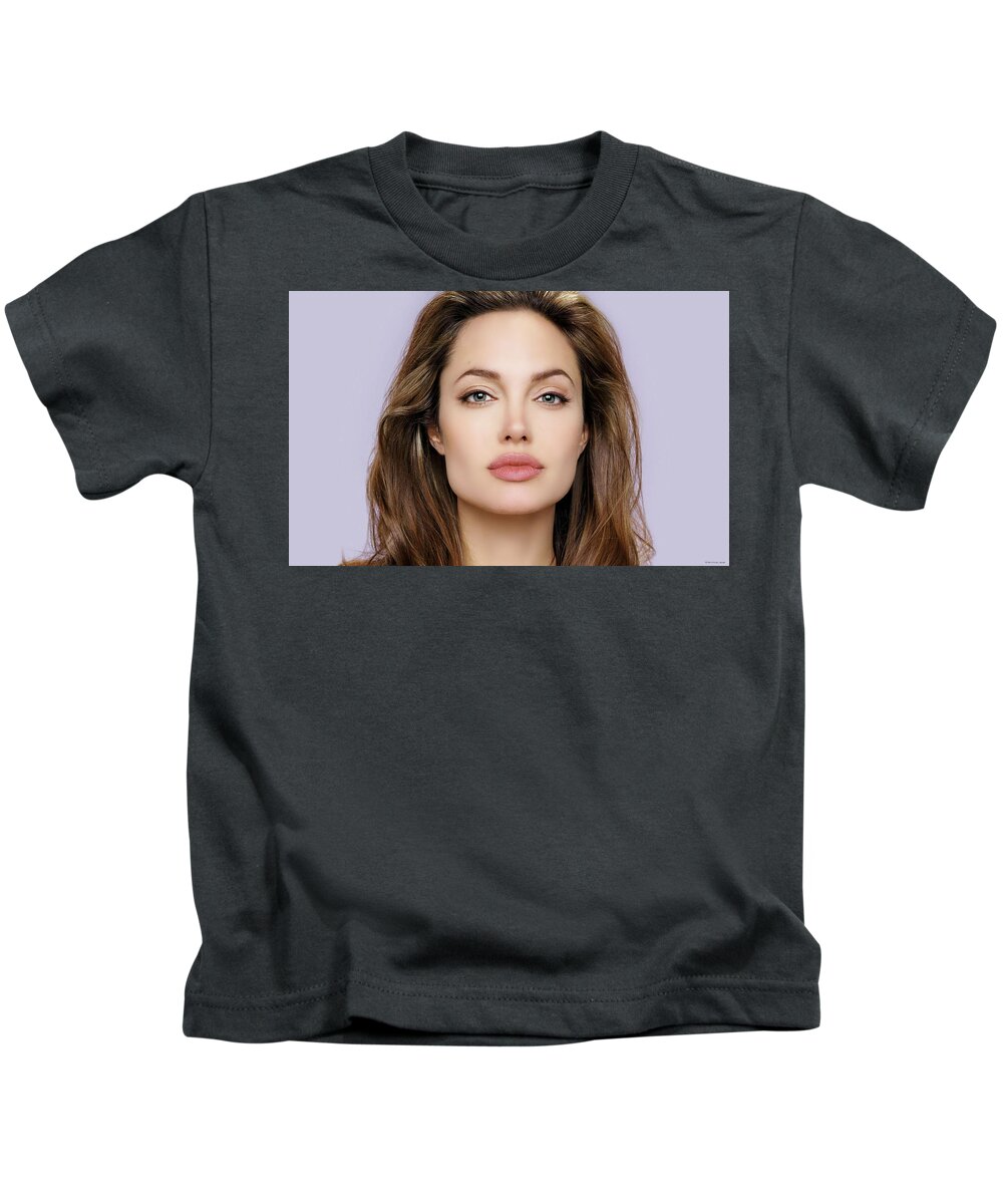 Angelina Jolie Kids T-Shirt featuring the digital art Angelina Jolie #1 by Maye Loeser
