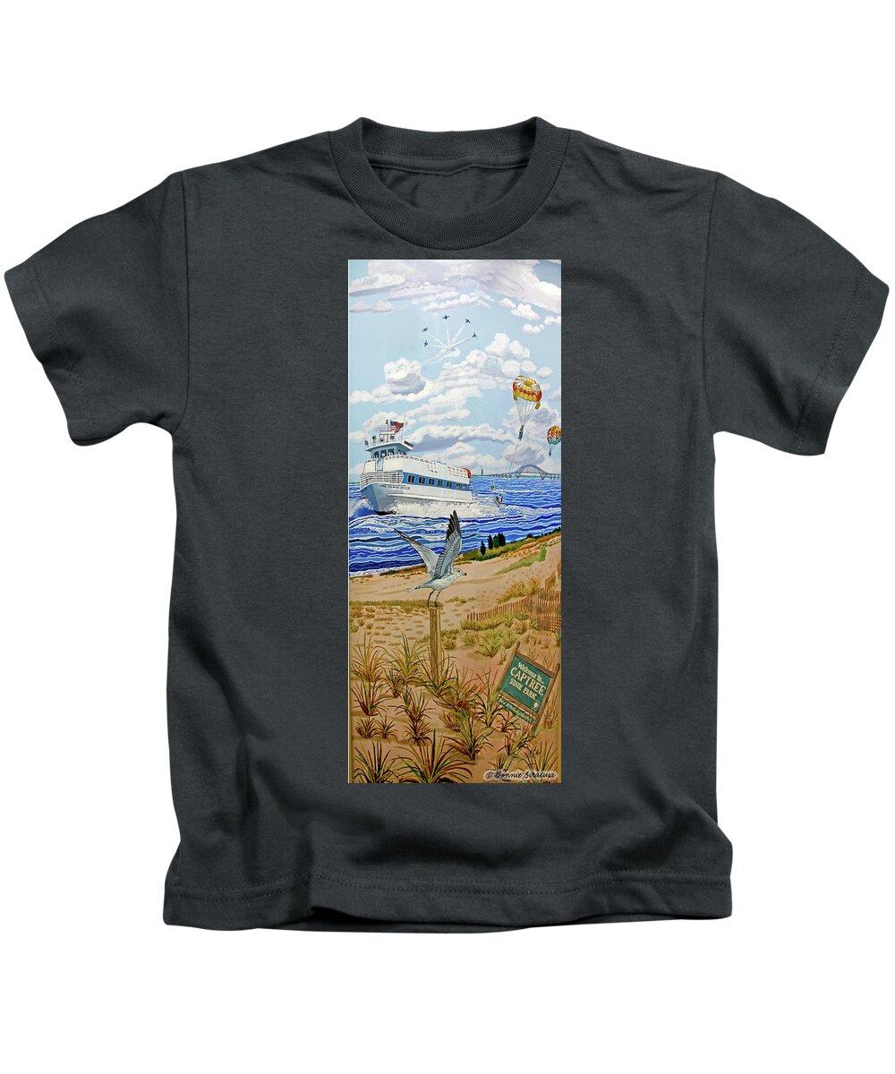  Kids T-Shirt featuring the painting Captree Park #1 by Bonnie Siracusa