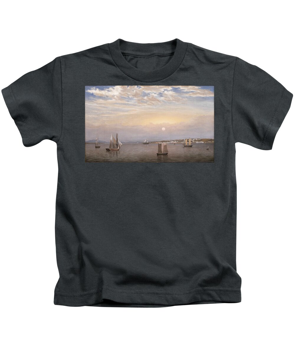 Fitz Henry Lane Kids T-Shirt featuring the painting Castine Harbor and Town #1 by MotionAge Designs