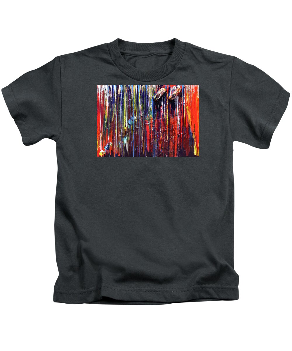 Fusionart Kids T-Shirt featuring the painting Climbing the Wall by Ralph White