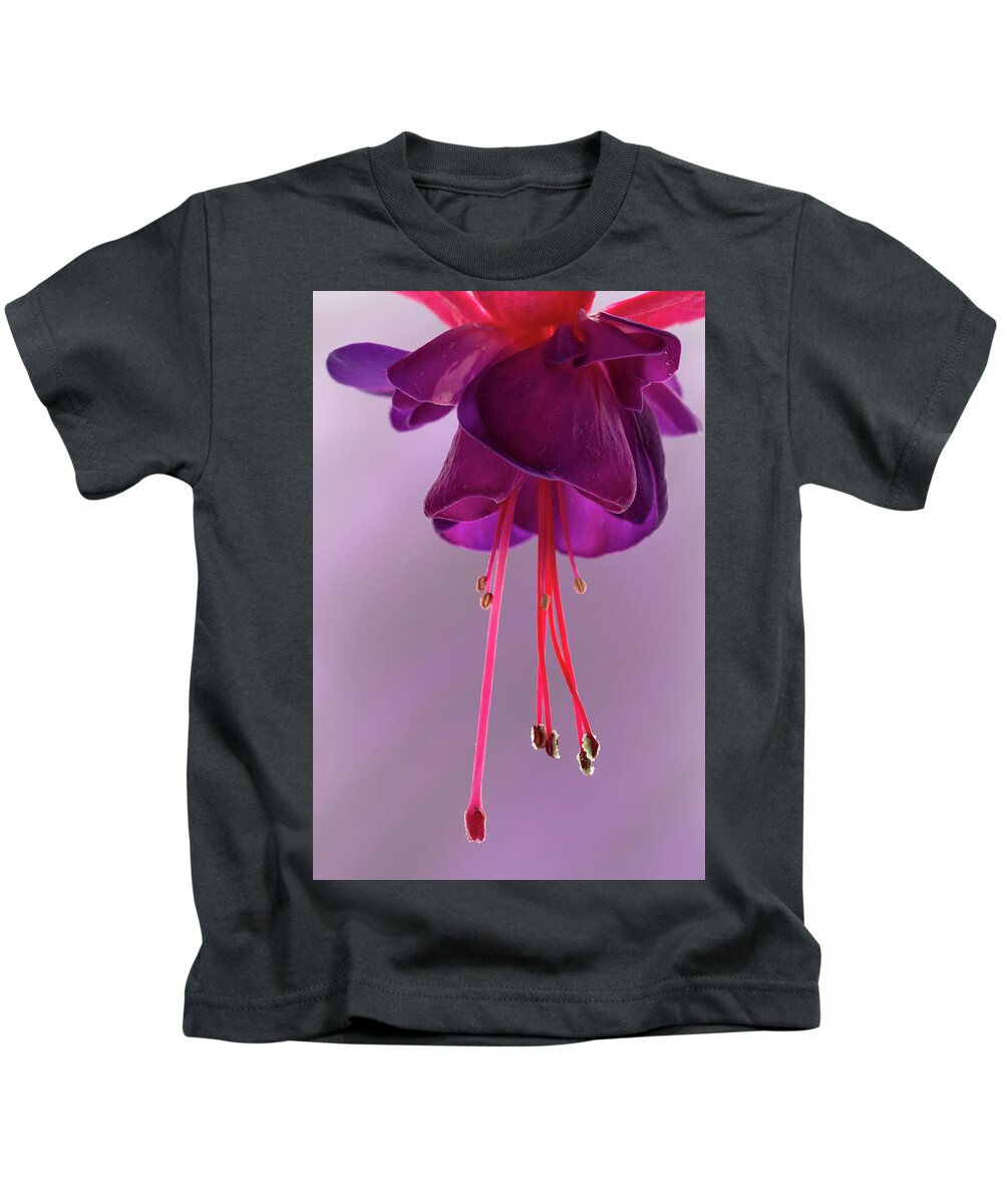 Flora Kids T-Shirt featuring the photograph Dance of the Fuschia #1 by Shirley Mitchell