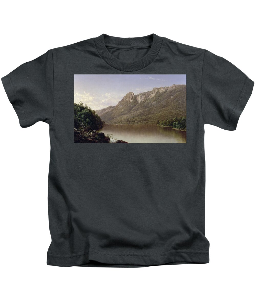 Eagle Cliff Kids T-Shirt featuring the painting Eagle Cliff at Franconia Notch in New Hampshire by David Johnson