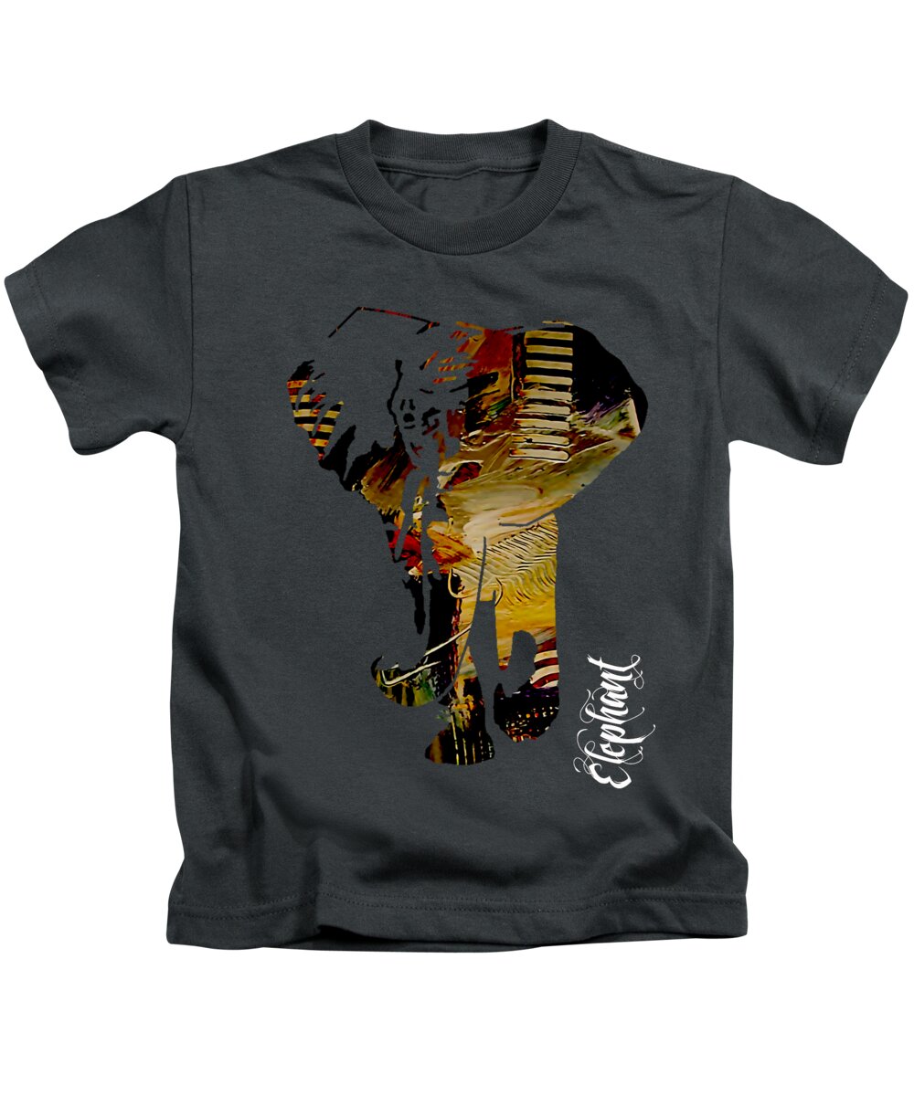 Elephant Kids T-Shirt featuring the mixed media Elephant Collection #16 by Marvin Blaine