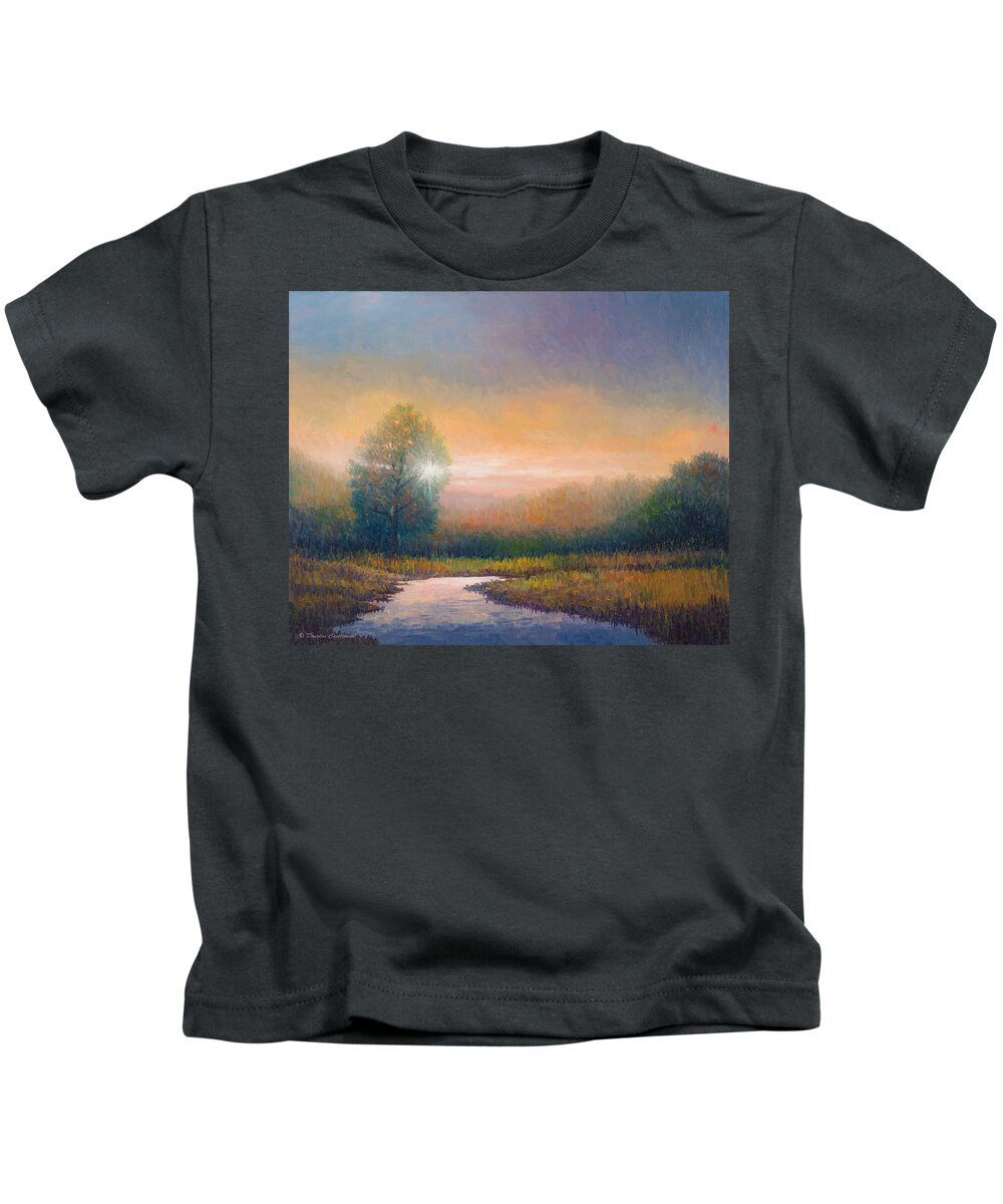 Landscape Kids T-Shirt featuring the painting Evening LIght #1 by Douglas Castleman