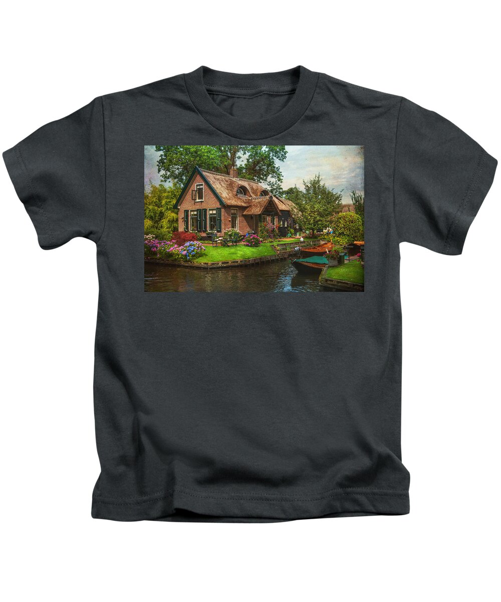 Netherlands Kids T-Shirt featuring the photograph Fairytale House. Giethoorn. Venice of the North by Jenny Rainbow