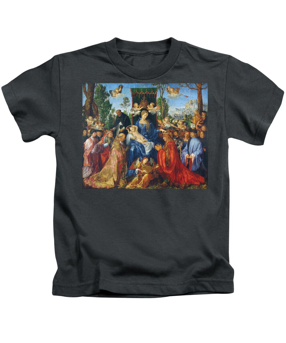  Durer Kids T-Shirt featuring the painting Feast of Rose Garlands #4 by Albrecht Durer