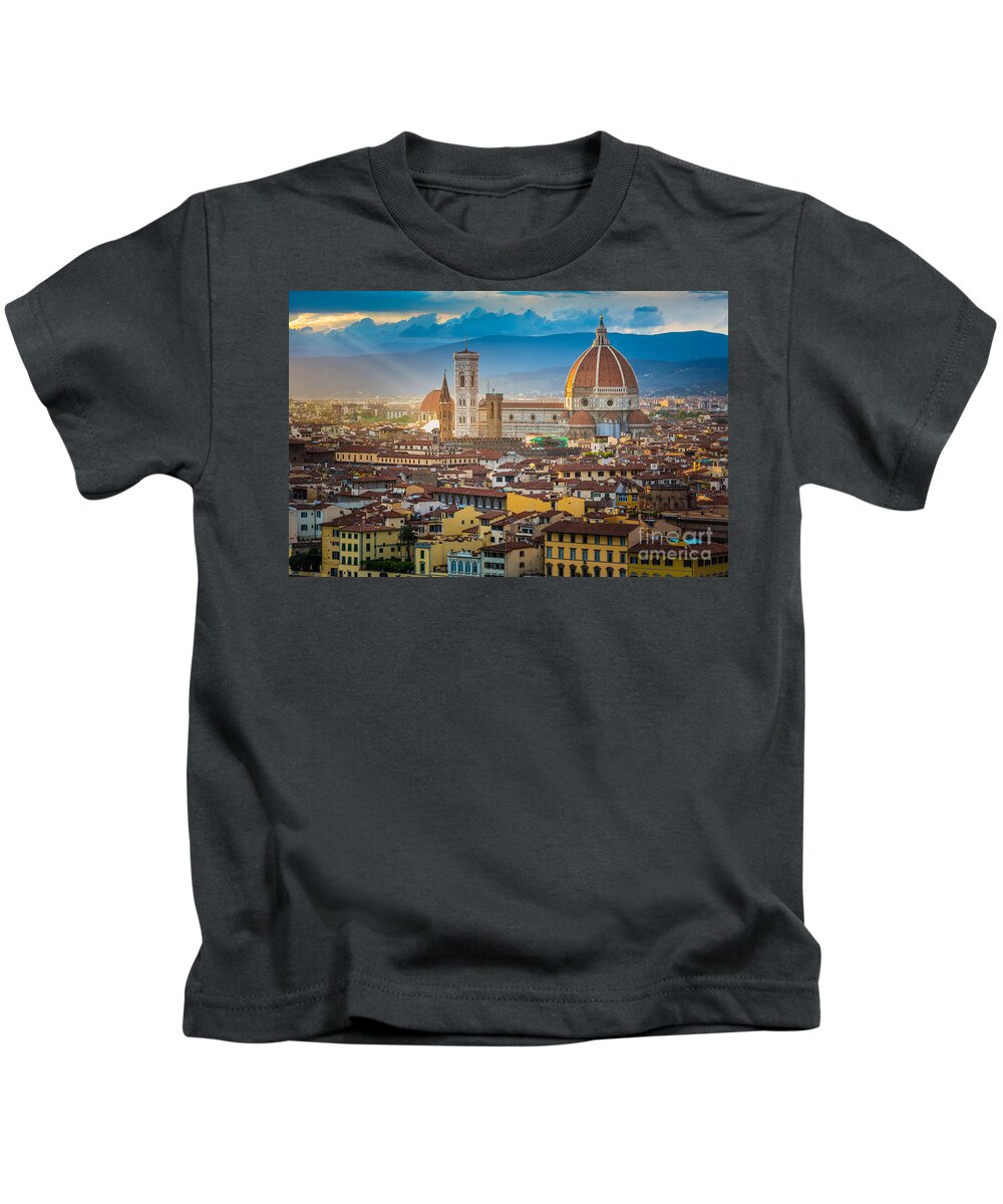 Arno Kids T-Shirt featuring the photograph Firenze Duomo #2 by Inge Johnsson