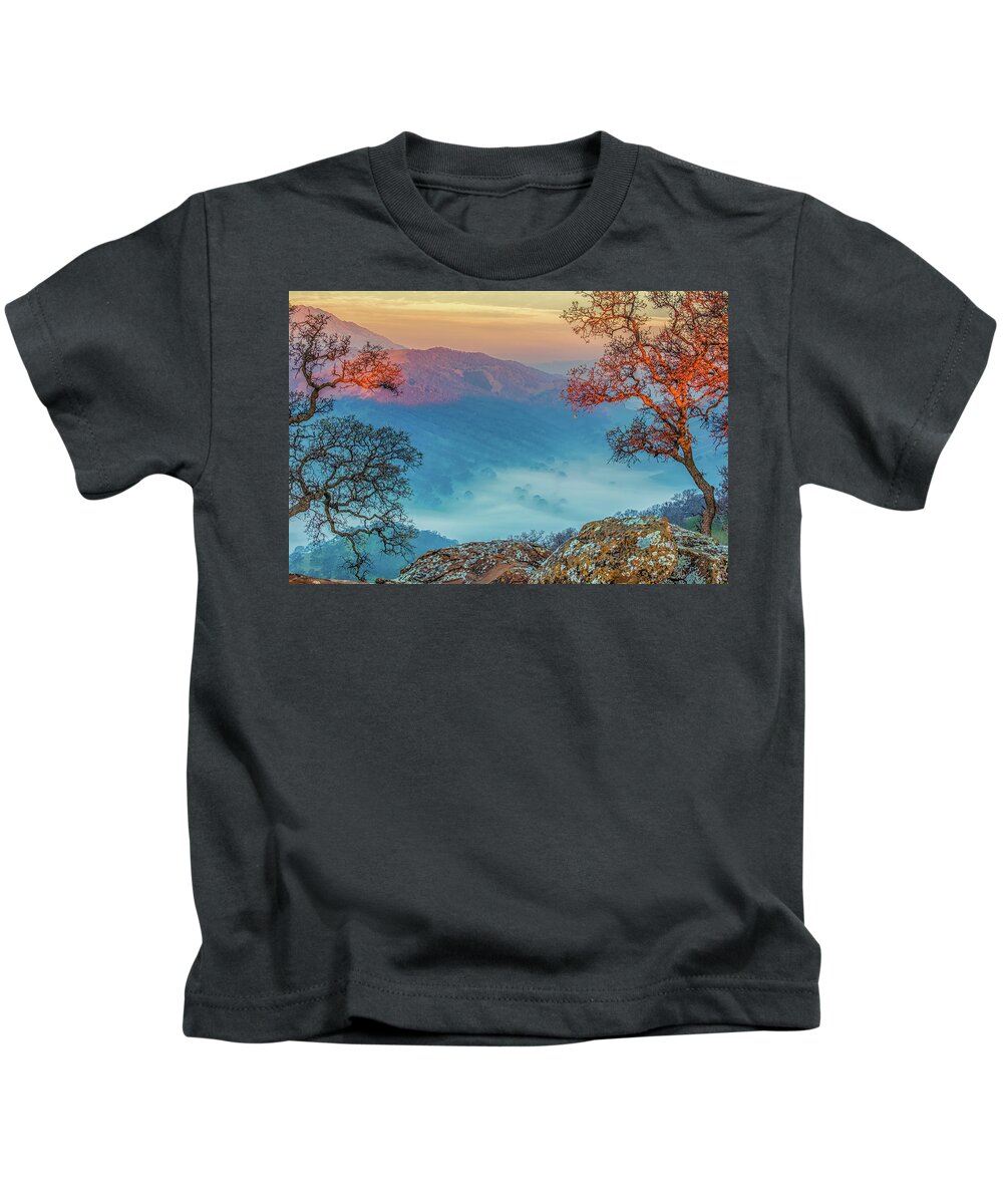 Landscape Kids T-Shirt featuring the photograph Fog in the Valley #1 by Marc Crumpler
