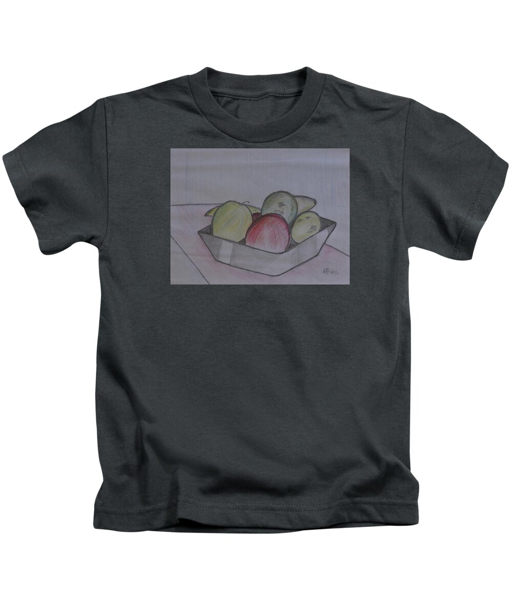 Coloured Pencil Kids T-Shirt featuring the drawing Fruit #1 by Roger Cummiskey