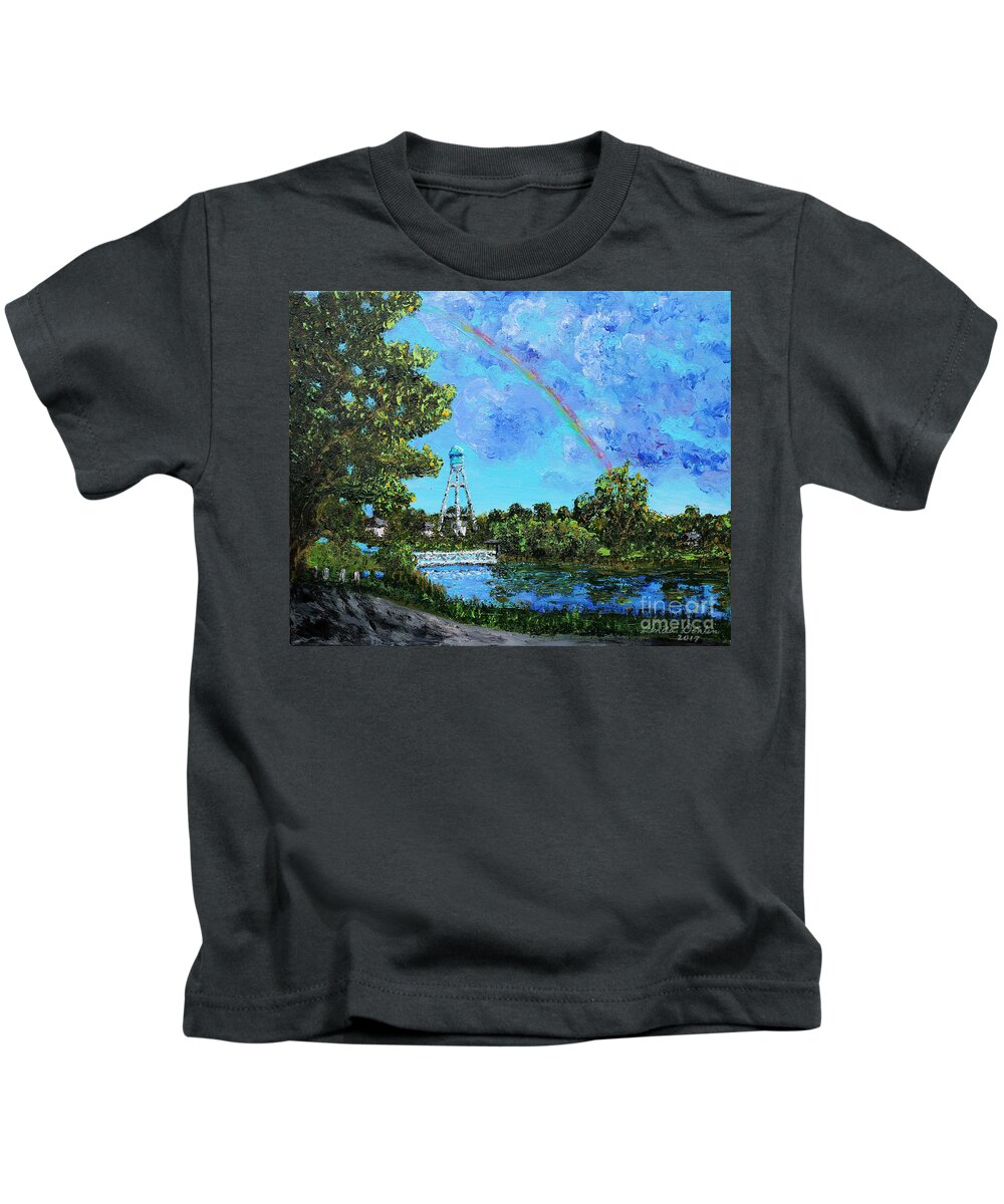 Lake Hiawatha Kids T-Shirt featuring the painting Lake Hiawatha by Linda Donlin