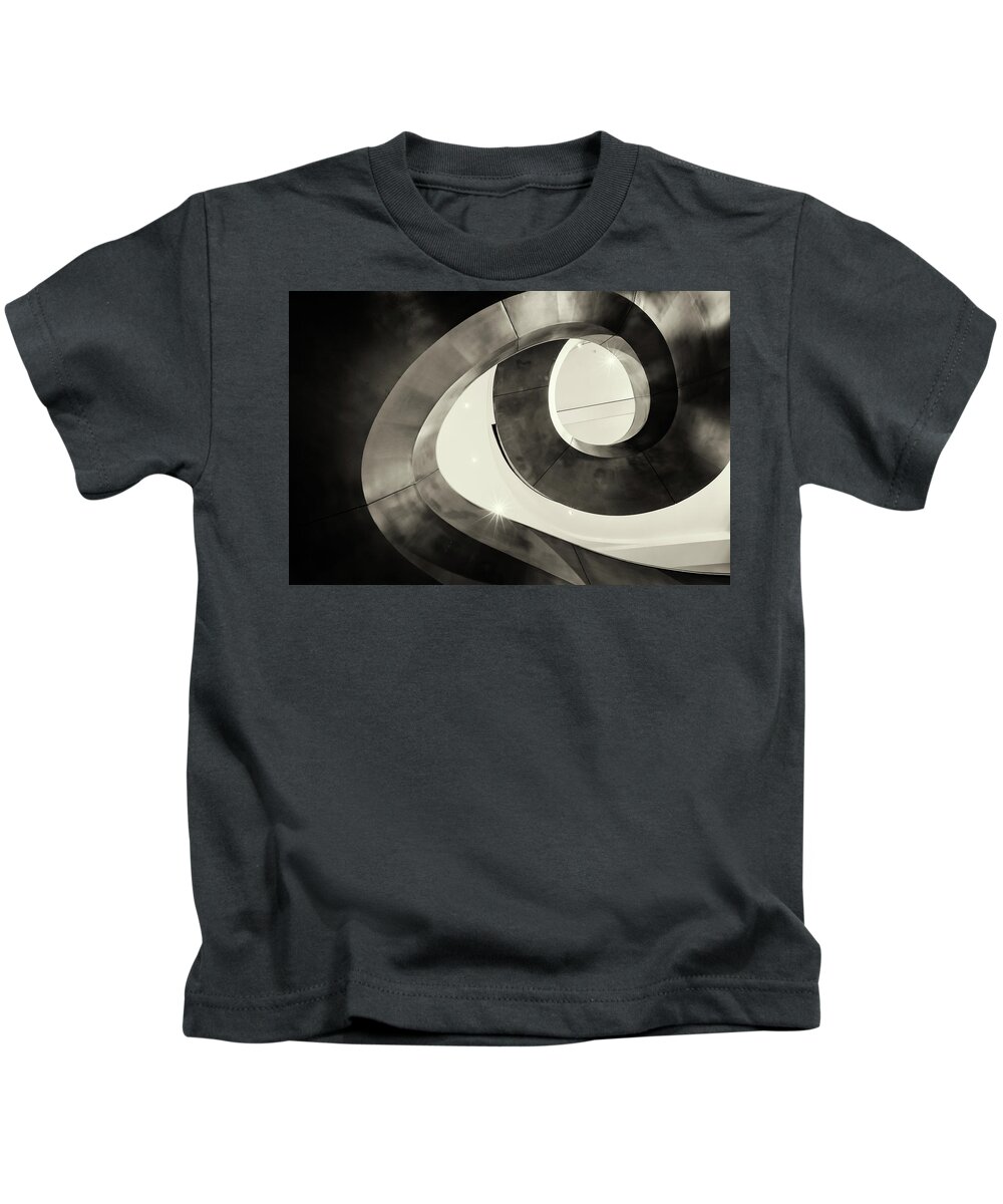 Metal Spiral Staircase Kids T-Shirt featuring the photograph Abstract Metal Spiral Staircase by John Williams